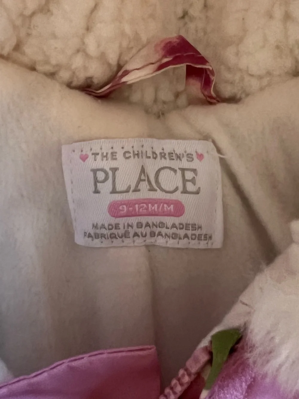 The Children's Place Pink and Cream Sherpa-Lined Snowsuit 9-12 months